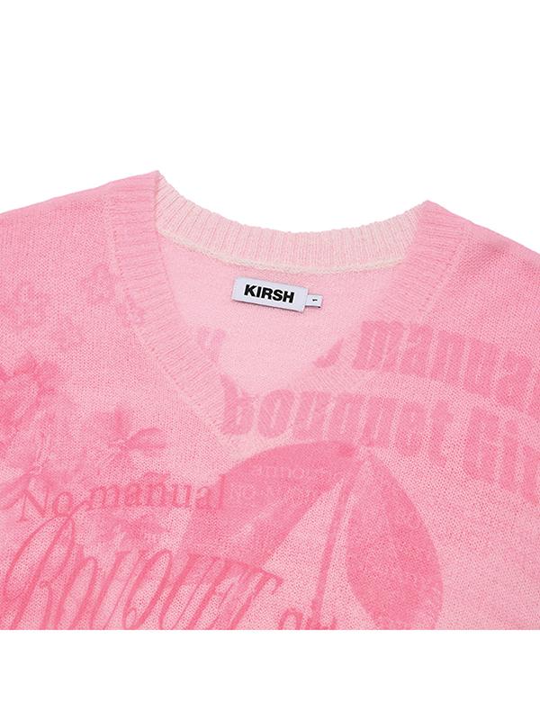 KIRSH Bouquet Girl Graphic V-Neck Loose Fit Knit [Pink]