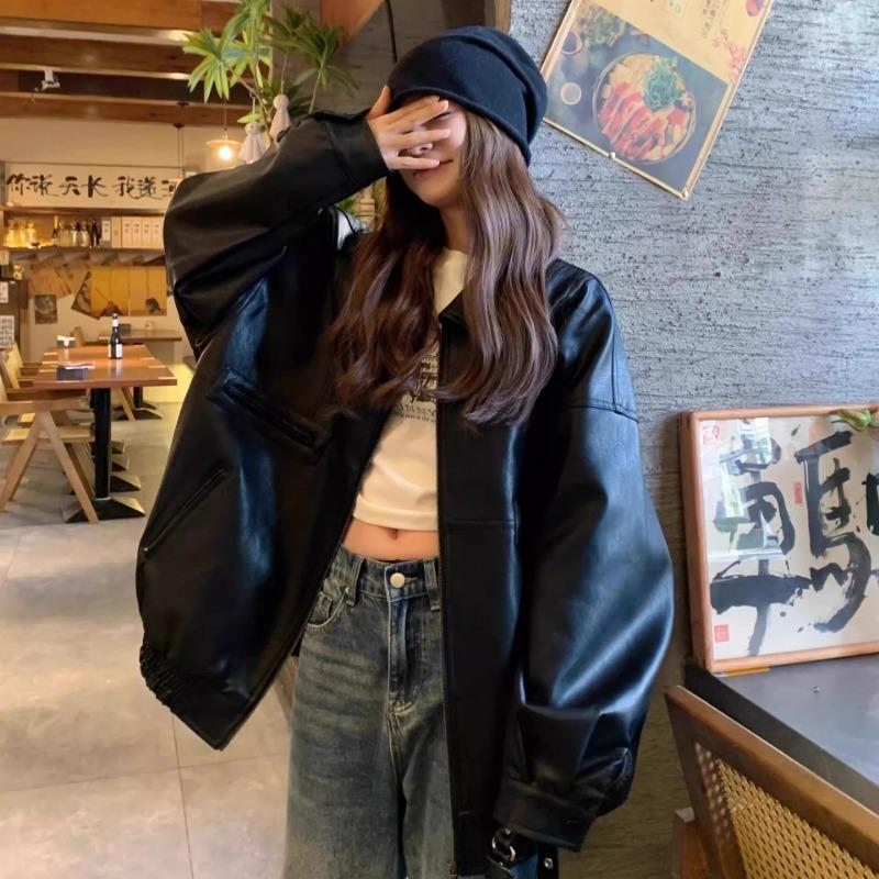 

Kusa локомотивная куртка ретро кожаная женская осенне-зимняя новая бархатная утолщенная американская маленькая кожаная куртка L 135-80kg