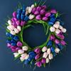 Artificitial Tulip Wreath Front Door Hanging Decoration 40cm Floral Garland Wall Pendant for Home Decor Wedding