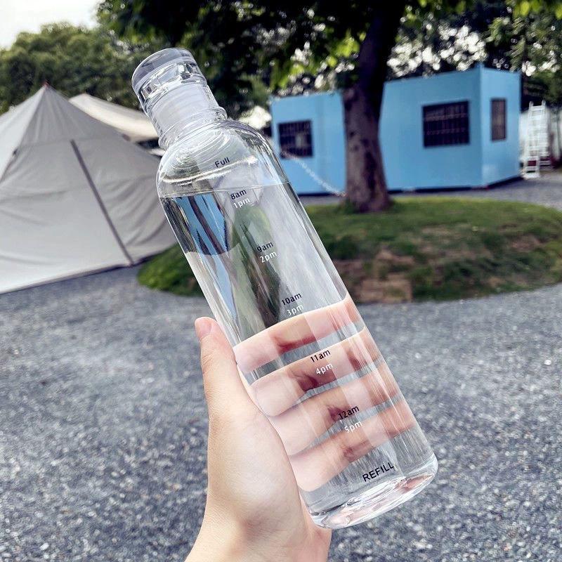 Water bottle summer time scale cup simple transparent large capacity plastic cup portable anti-drop cup