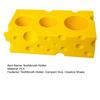 Toothbrush Holder, 3-Hole Partitioned Storage, Creative Cheese Shape Organizer, with Hollow Drainage Structure Stand for Electric Toothbrushes