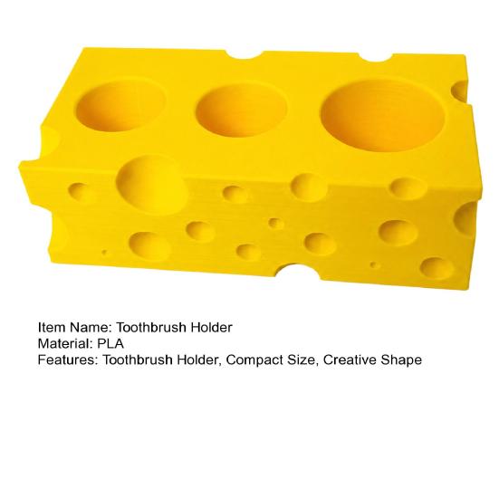 Toothbrush Holder, 3-Hole Partitioned Storage, Creative Cheese Shape Organizer, with Hollow Drainage Structure Stand for Electric Toothbrushes