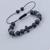 Adjustable Multi-Color Volcanic Stone Cross Beaded Bracelet