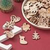 50pcs Unfinished Wooden Mini Christmas Craft Ornaments Cutouts for DIY Projects, Holiday Decor, and Home Embellishments
