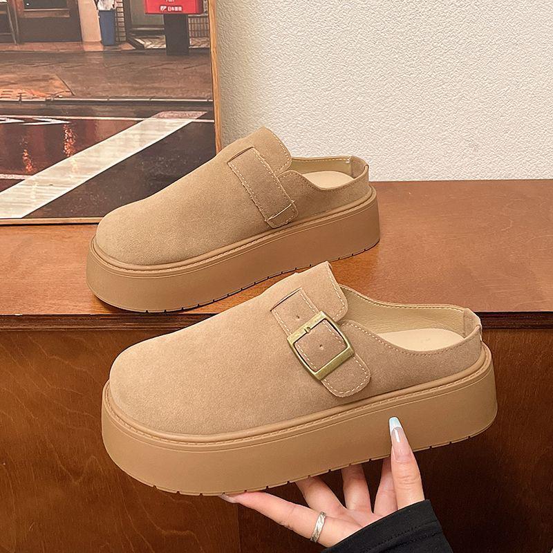 Women's 2024 Autumn Thick-Soled Closed-Toe Height-Increasing Outdoor Slip-On Casual Slippers