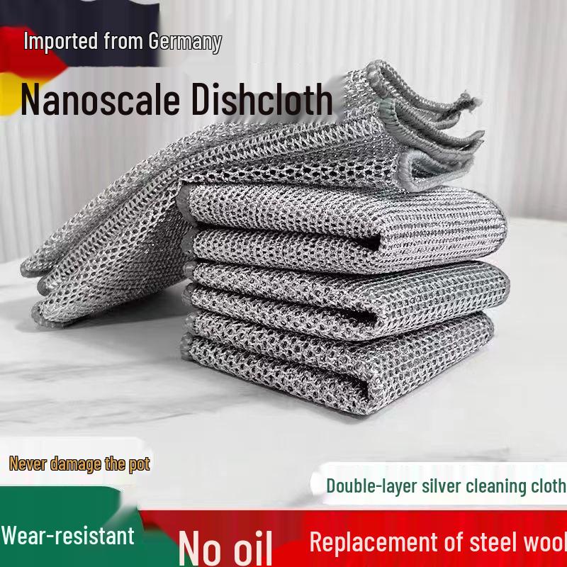 

Вирусная серебряная нить салфетка для мытья посуды: Прочная, Многофункциональная, Впитывающая Ткань для Уборки Кухни со Стальной Ватой для Эффективной Дезактивации. 20x20cm