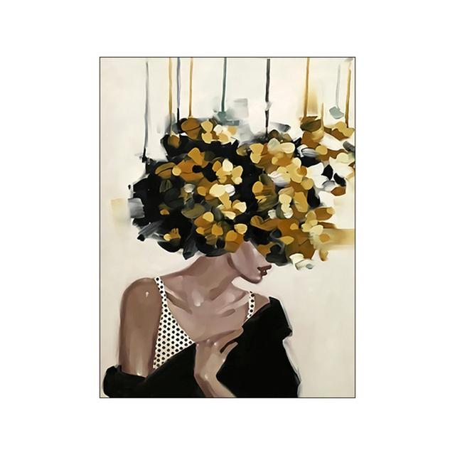 

Абстрактна жіноча голова з квітами Картина на полотні Сучасна фігура Плакати та принти Настінне мистецтво Картина для домашнього декору у вітальні 40x50cm