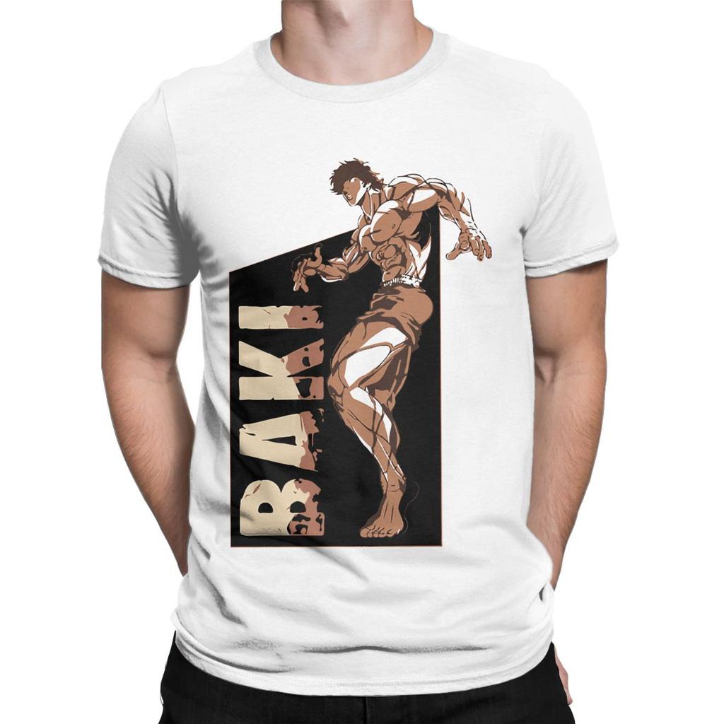 Men's T-Shirts Baki Hanma Grappler Yujiro Vintage Pure Cotton Tee Shirt Short Sleeve Anime T Shirts O Neck Clothes Gift