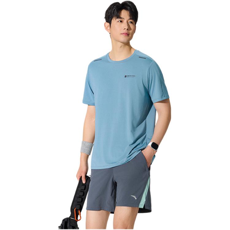 Anta Comfortable Breathable Versatile Short Sleeve T-Shirt Men Tops Cloud-Blue 952527136-6