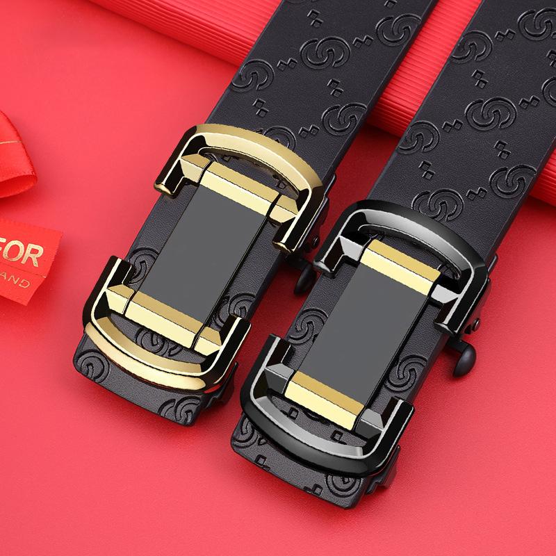 Toothless Automatic Buckle Belt Men'S Leather Casual Simple Men'S Belt Cowhide Young People Versatile Middle-Aged And Young People Belt