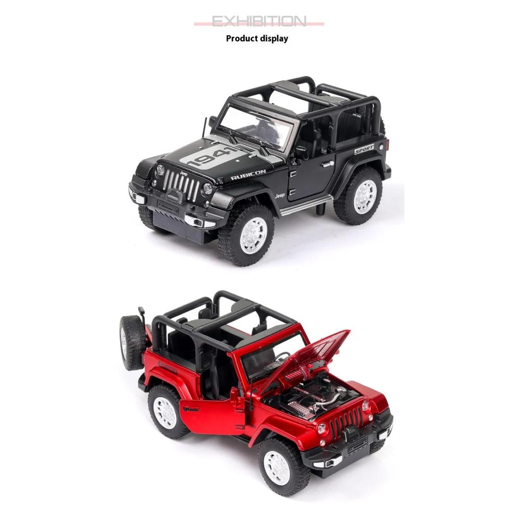 1/32 Scale Jeep Wrangler Rubicon Alloy Car Model Diecast Metal Toy Off Road Vehicles Sound Light Children Toy Trendy Display Ornament