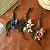 1Pcs Leather Keychain Multi-Color Hanger Flower Pu Leather Pendant Handmade Car Keyring Creative Cartoon Bag Ornament