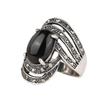 Elegant Inlaid Artificial Gemstone Finger Ring Vintage Party Women Jewelry Gift