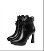 Elegant Shoes Women Super High Thin Heel Pointed Toe Butterfly-knot Spring and autumnOutside Warm Office Ankle Boots