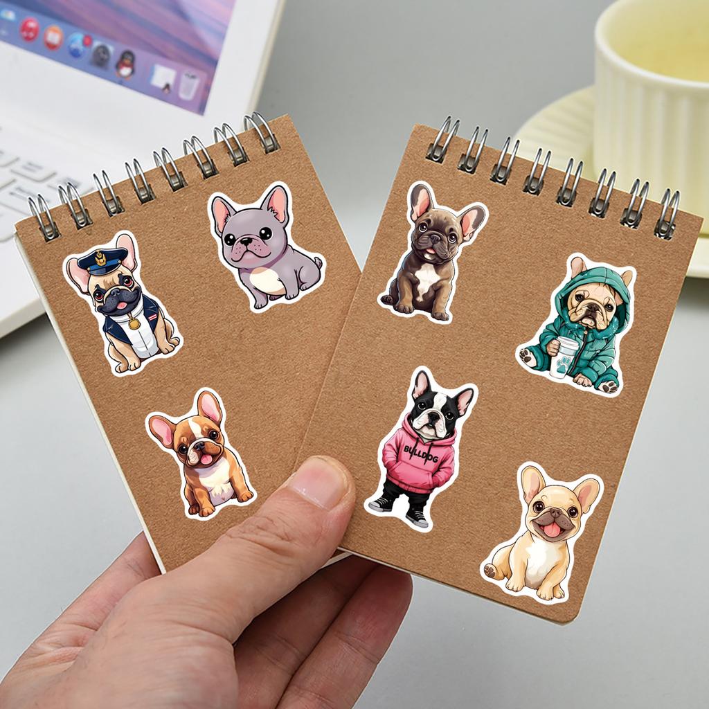 50Pcs French Bulldog Puppy Graffiti Stickers Cute Dogs Cartoon Decal Diy Notebook Phone Guitar Scraphbook Waterproof Sticker