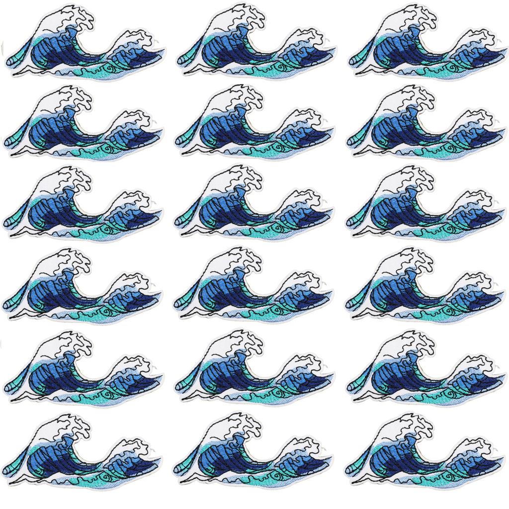 Wave Embroidery Cloth Sticker, Clothes Decoration Patch Sticker, Computer Embroidery Chapter Boy, Summer Surfing Sea Wave Embroidery Label