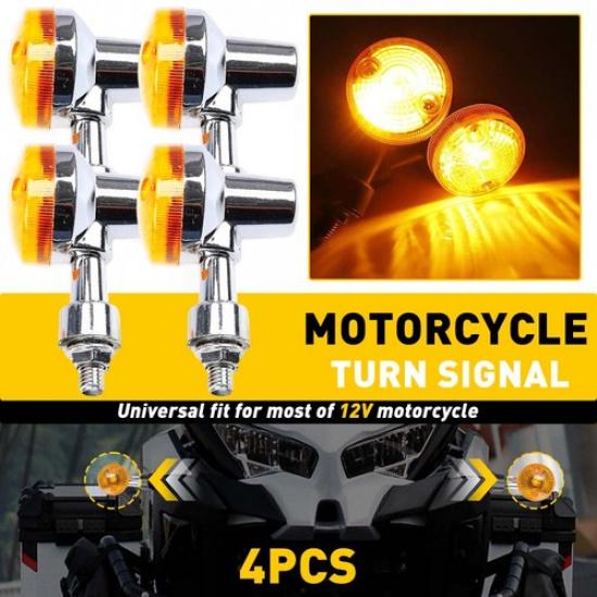 

4X Motorcycle Turn Signals Light Blinker Chrome Amber For Suzuki Honda Aprilia