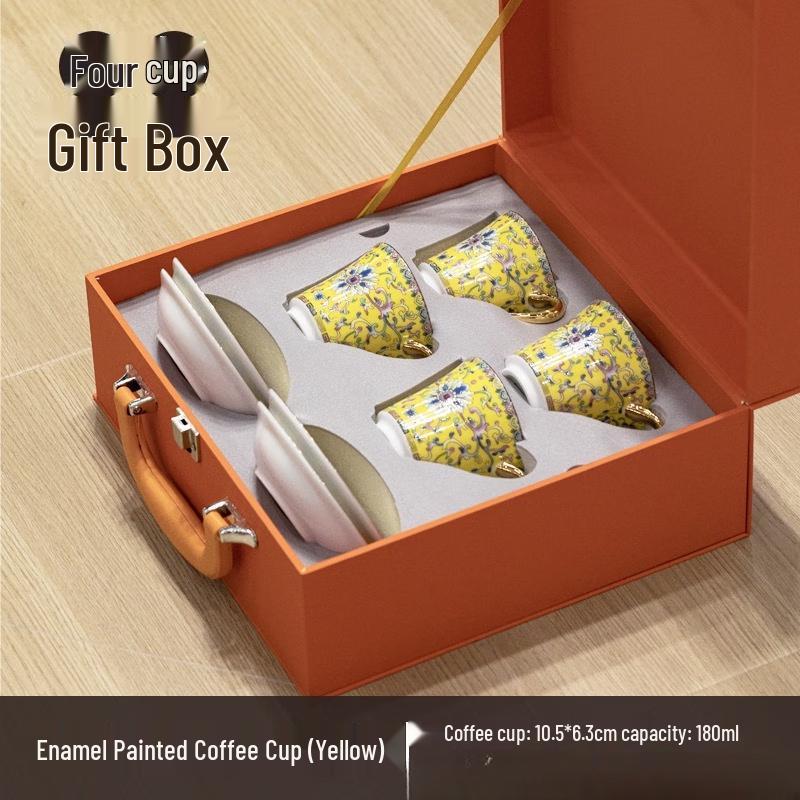 Exquisite Enamel Ceramic Tea and Coffee Cup Gift Set