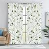 2Pc  Leaf Pattern Printed Curtains, Polyester Fabric, Machine Washable, Perfect For Bedroom, Study, Living Room, Office
