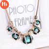 Hi Fashion Women Crystal Pendant Golden Chain Choker Beauty Statement Bib Necklace