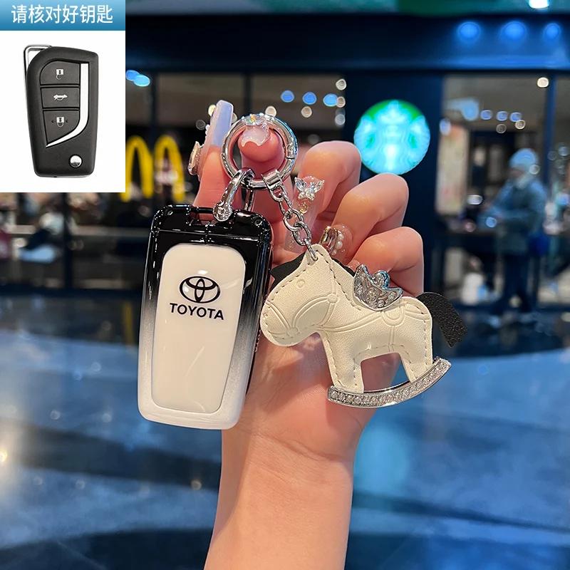

Zinc Alloy Car Key Cover Case For Toyota RAV4 Highland Coralla Hilux Fortuner Land Cruiser Camry Crown Keychain Accessories