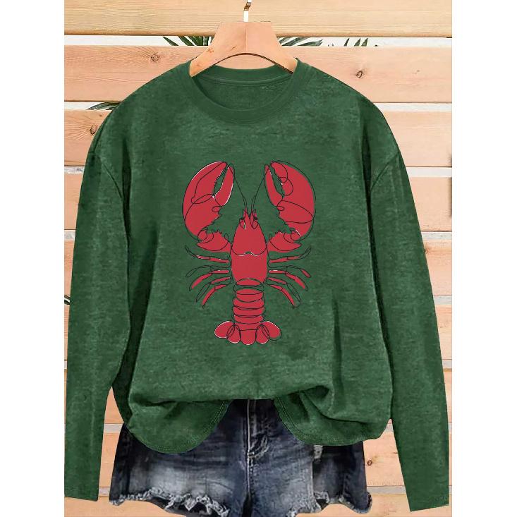 Women's Casual Sports Long Sleeve The Crab Pattern Design, with Its Loose Fit, Is Comfortable and Suitable for Young People's Daily Wear, Ideal for
