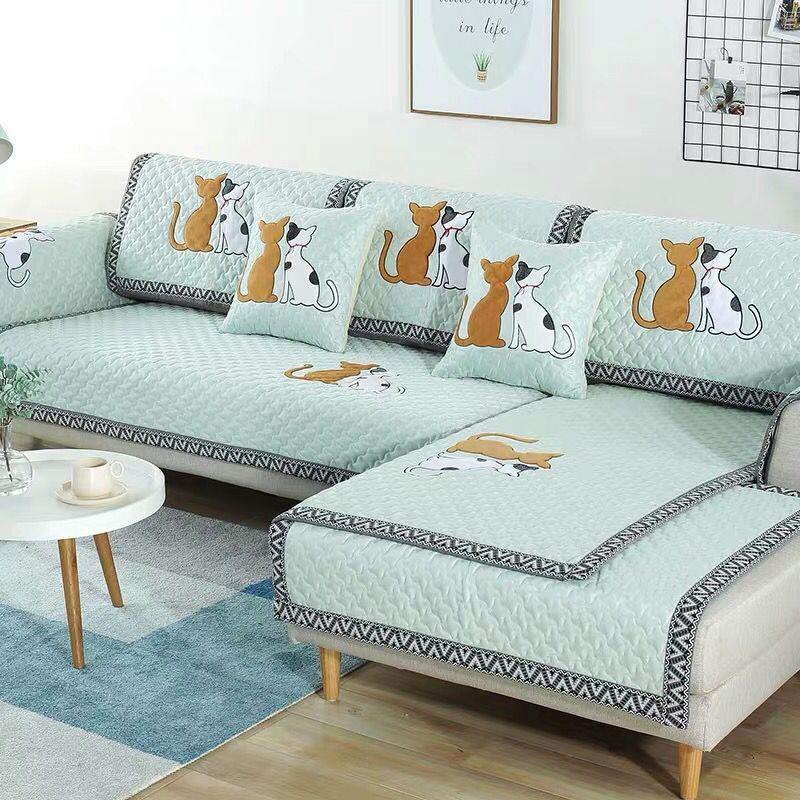 Cartoon Cat Fabric Anti Slip Winter Simplicity Modern Four Seasons Universal Full Package Sofa Cushion Cover