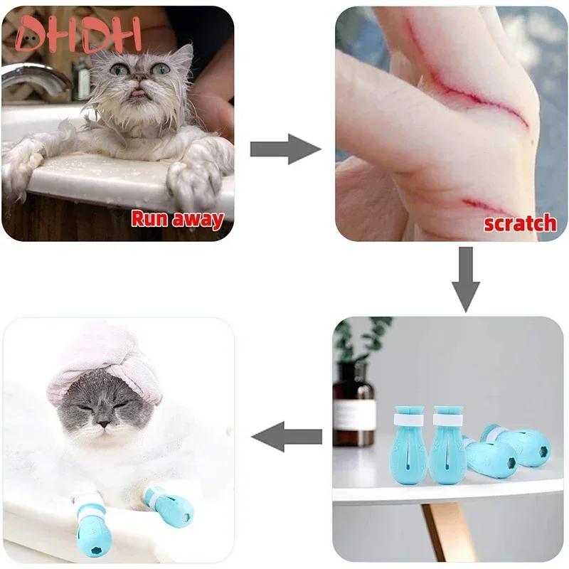 Cat Claw Protector Bath Anti-Scratch Cat Shoes For Cat Adjustable Pet Bath Wash Boots Cat Paw Nail Cover Pet Grooming Bath Tools