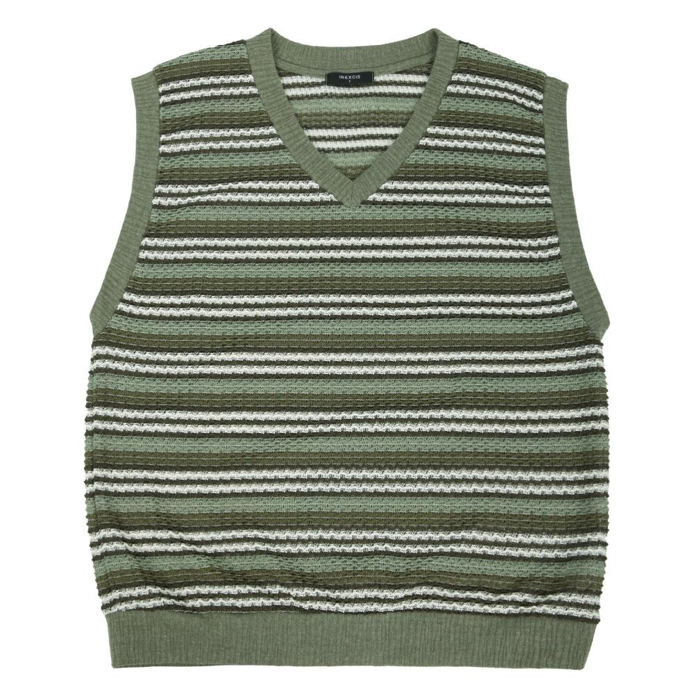 Inexcis Ethnic Knit Vest (Olive Green)
