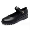 Fashion Women's Wedge Shoes Women Ankle Strap Casual Flat Shoes Woman Work Office Pumps Comfort Genuine Leather Shallow Mouth Mom Shoes