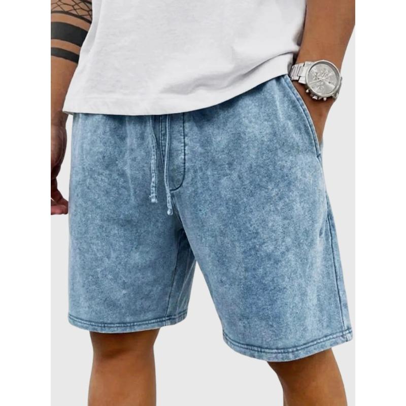Mens Casual Washed Denim Drawstring Waist Shorts S