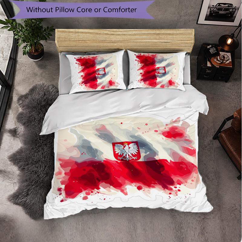 Poland 3 Piece Bedding Set Soft Duvet Cover Set with Pillowcases Printed Bedroom Decor Set for Home