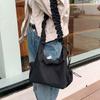 Nylon Pleated Straps Handbag Solid Color Cloth Crossbody Bag Drawstring Shoulder Bag  School