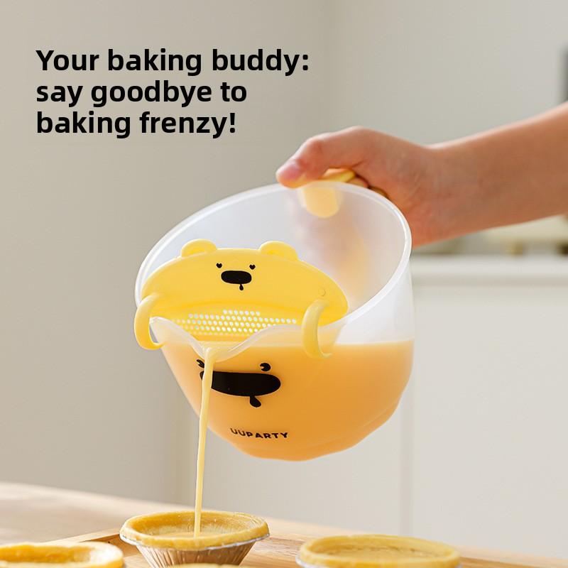 Messbecher mit Skala, Plastik-Eierschlagbecher für Eiflüssigkeit, Eierbacken mit Sieb, Küchen-Reiswaschschüssel, Messbecher