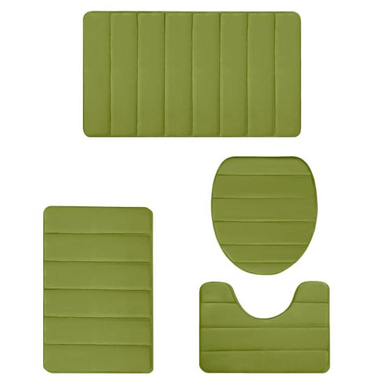 4Pcs/Set Sponge Bathroom Mat Water-Absorbent Bath Rug Non-Slip Machine Washable Floor Mat for Tub Shower Toilet