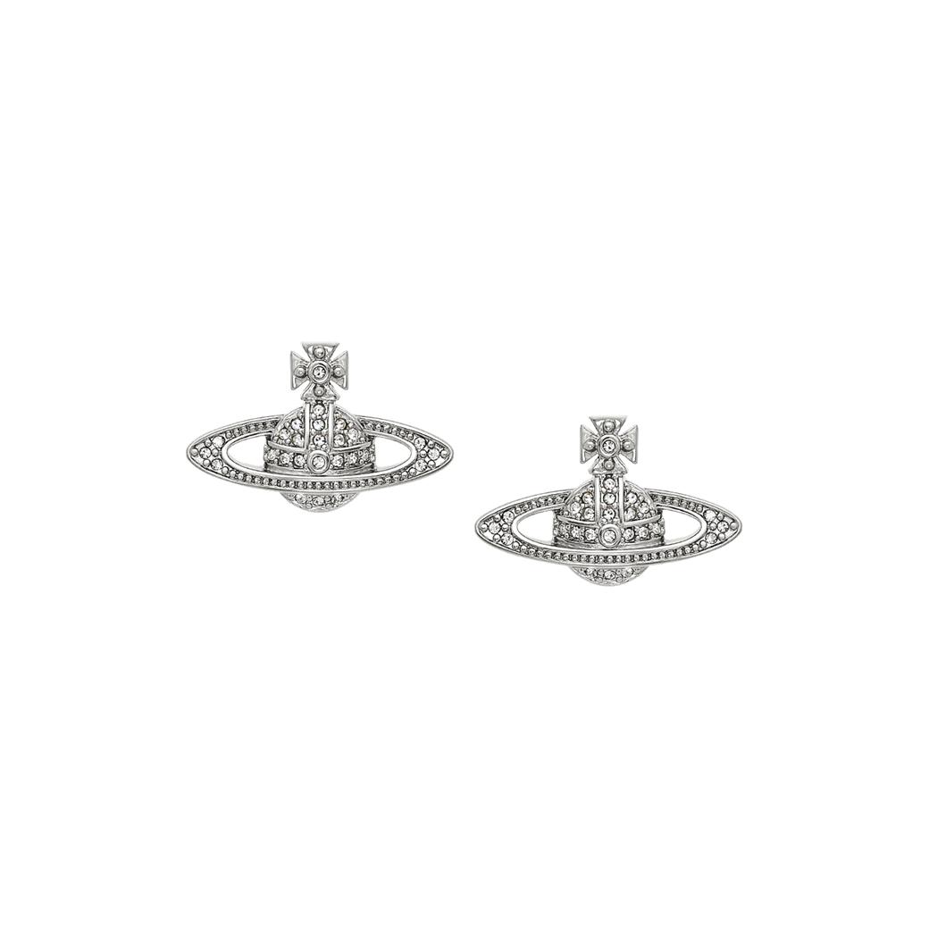 Vivienne Westwood Mini Bas Relief Studs Classic Saturn Crystal Relief Earrings Women Earrings Brass 6202003302P116P116 Box
