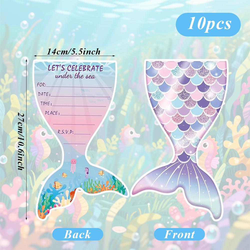 Mermaid Theme Birthday Party Invitation Cards & Decorations