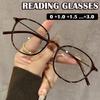 Presbyopia Glasses with PC+Metal Frame Round Tortoiseshell Anti Blue Light Glasses 0 Degrees Can Be Used for Decoration