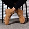Fashion Men's Autumn Winter Hight-Top Cotton-Padded Shoes Velvet Warm Durable Haed-wearing Shock Absorption Lace Up Shoes