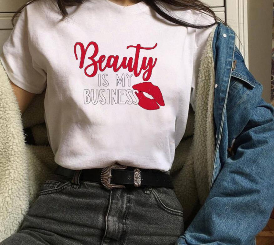 Women's Round Neck White Short-sleeved T-shirt Fashion Printed Valentine's Day Base Shirt Aesthetic Clothes Summer Polyester