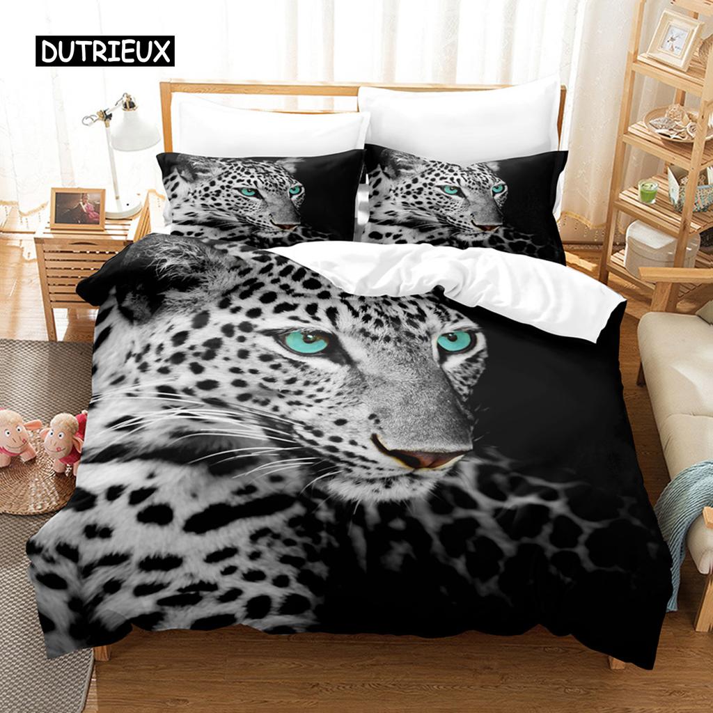 Tiger Duvet Cover Set King Wild Theme Twin Bedding Set Animals Pattern Decor Comforter Cover Microfiber Animal Theme Quilt Cover