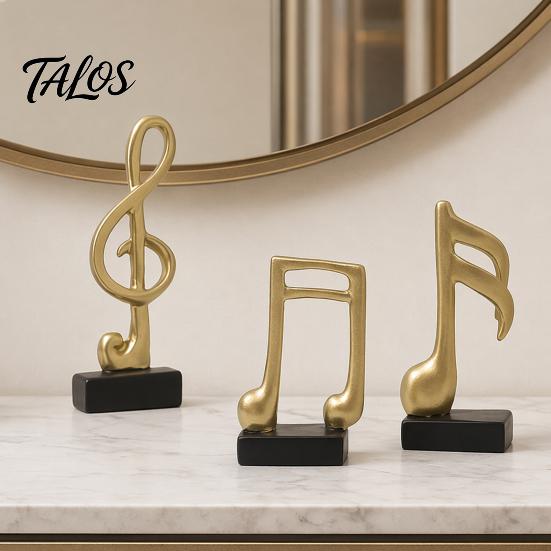 Talos 3Pcs Minimalist Music Note Resin Sculpture, Treble Clef & Eighth Quarter Desk Decor for Piano Room Living Room, Matte Art Collectible, Creative