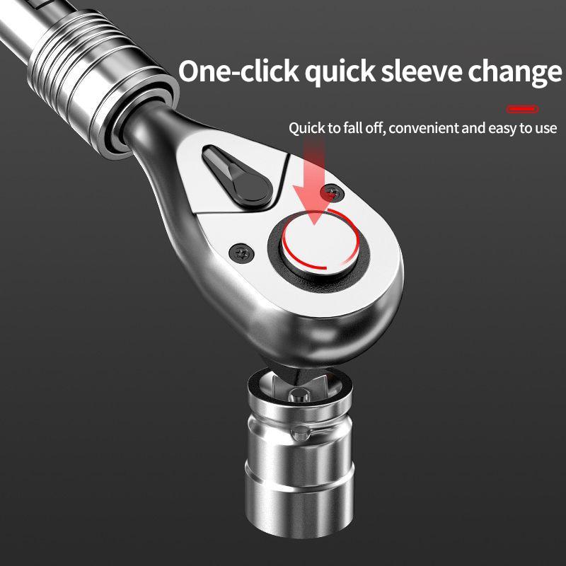 72-Zahn Einziehbare & Ausziehbare Ratsche, 1/4" 3/8'' 1/2'' Antrieb, Schnelllöse & Umkehrbare Steckschlüsselgarnitur