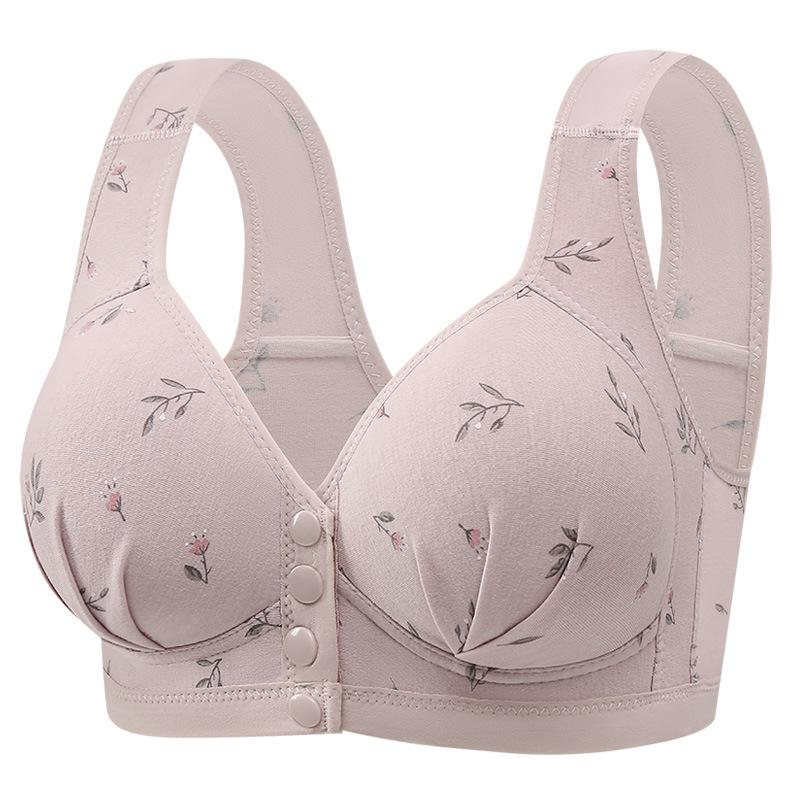 Plus Size Cotton Lace Bra for Mature Women Soft Thin Cup Front Closure Wireless Tank Top Bra Comfortable Full Coverage Supportive Underwear