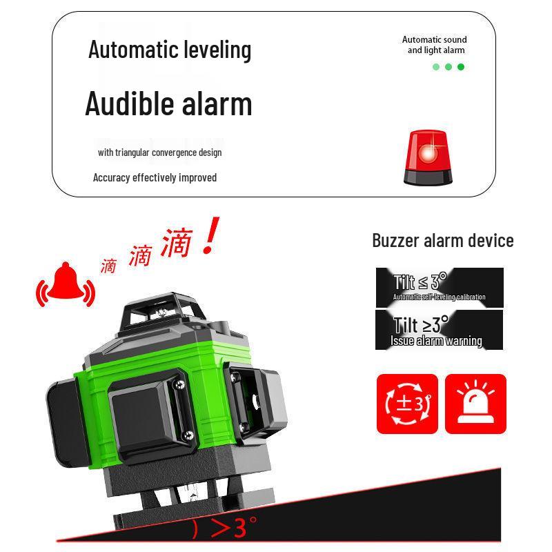 16-Line High-Precision Integrated Laser Level with Infrared & Green Light for Wall & Floor
