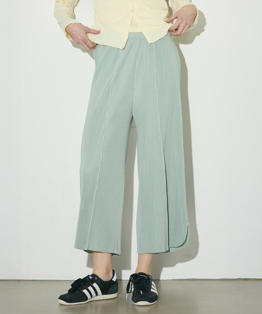 Waiowai Round Slit Pleated Cropped Pants_3Colors