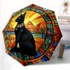 1pc Egyptian Cat Automatic Open/close Folding Compact Umbrella, 8-Rib Sturdy Canopy, Lightweight Portable, Everyday Use, Gift, Outdoor Umbrella, Trave