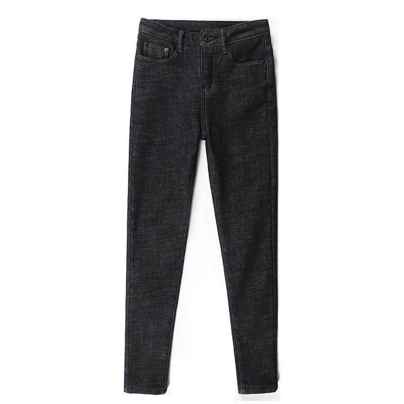Women Thermal Jeans Winter Snow Warm Plush Stretch Jeans Lady Skinny Thicken Fleece Denim Long Pants Retro Pencil Trousers