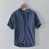 Men's 2021 Summer Cotton & Linen Retro Stand-Up Collar Short-Sleeve Shirt