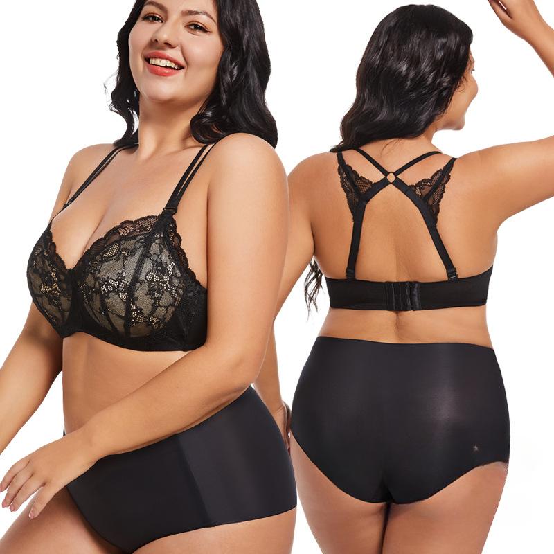 Große Größe Spitze Bügel Unterwäsche Sexy Push-up Brüste Um Erschlaffen Zu Verhindern Schmetterlingsrücken Tiefer V BH